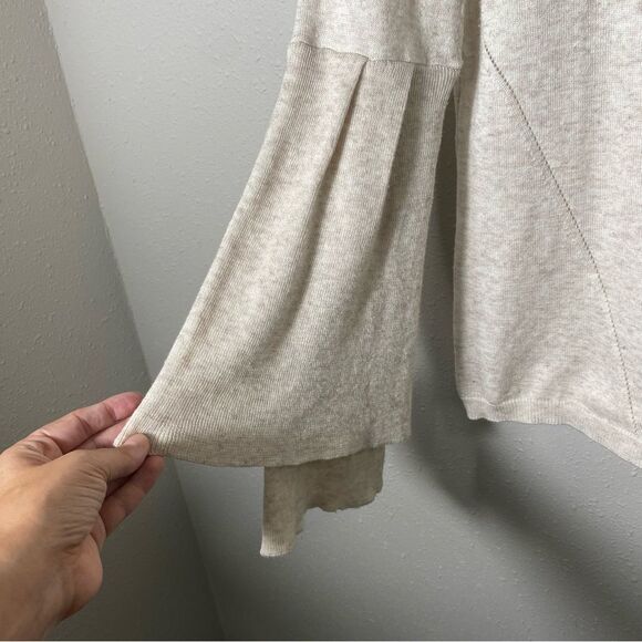 Knyt & Lynk Cream Colored Mock Neck Sweater Double Bell Sleeves Women's Size Med - Picture 2 of 12